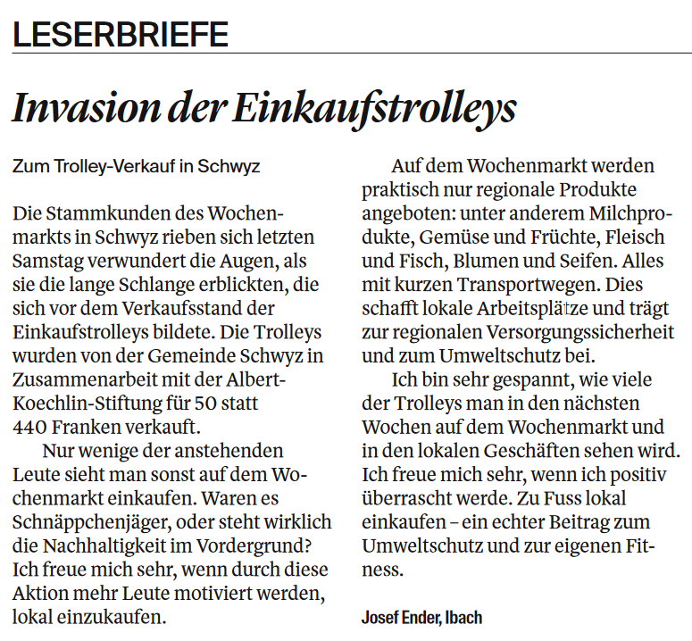 Leserbrief: Invasion der Einkaufstrolleys