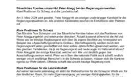 Medienmitteilung Bäuerliches Komitee unterstützt Peter Abegg