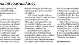 Leserbrief Neutralität 1940 und 2025