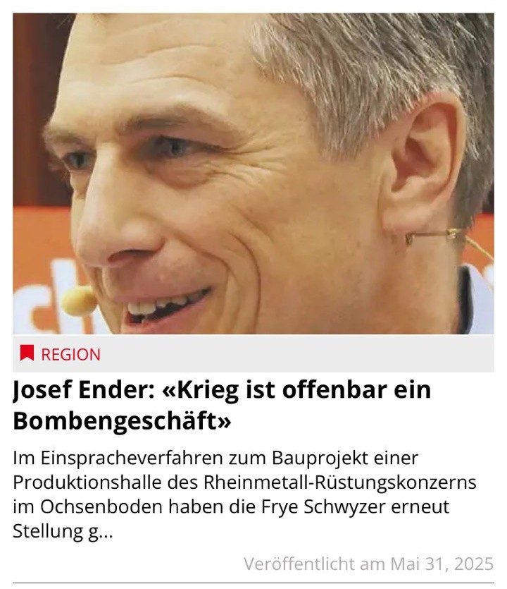 Einsiedler Anzeiger: «Krieg ist offenbar ein Bombengeschäft» Einsiedler Anzeiger: «Krieg ist offenbar ein Bombengeschäft»