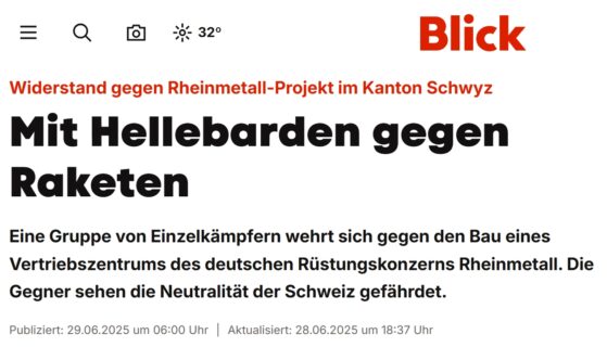 Sonntagsblick: Widerstand gegen Rheinmetall-Projekt
