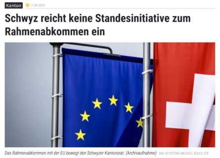 Medienbericht: Keine Standesinitiative zum Rahmenabkommen