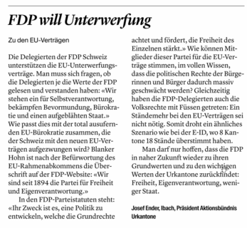 Leserbrief: FDP will Unterwerfung