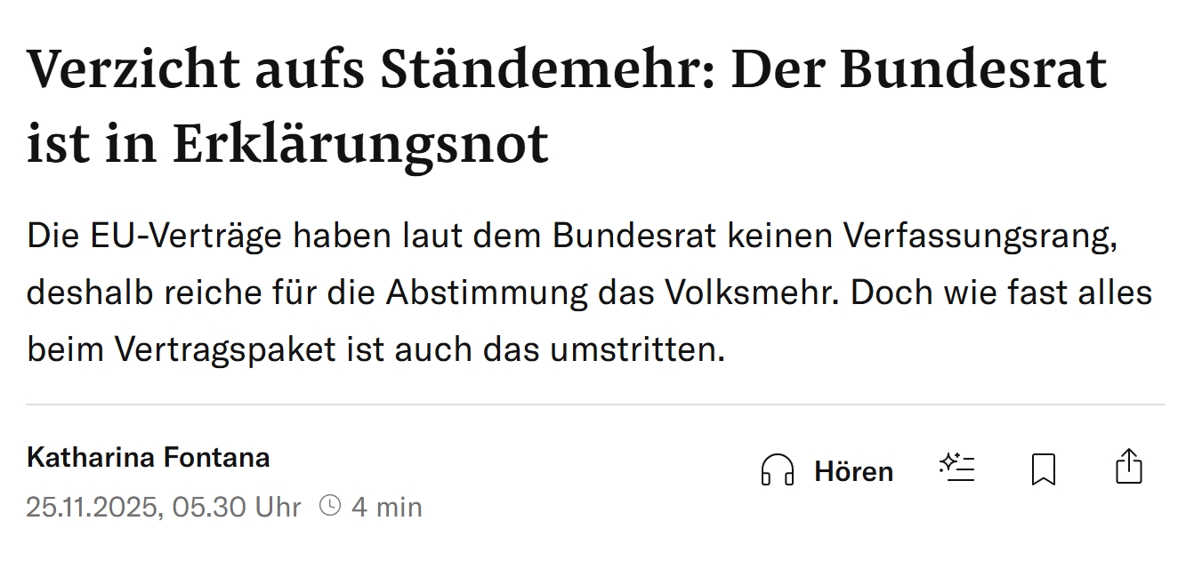 Titel NZZ vom 26.11.2025 Titel NZZ vom 26.11.2025