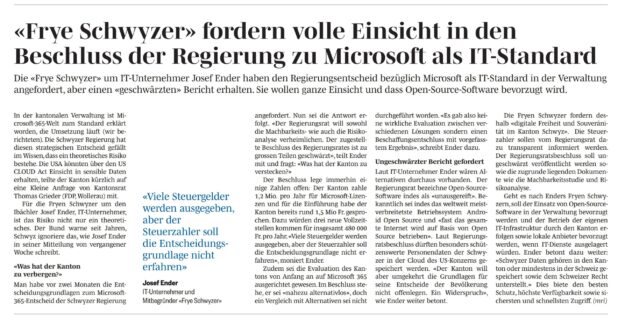 260618_Medienmitteilung_HoefnerVolksblatt Frye Schwyzer fordern Transparenz zum Cloud-Entscheid