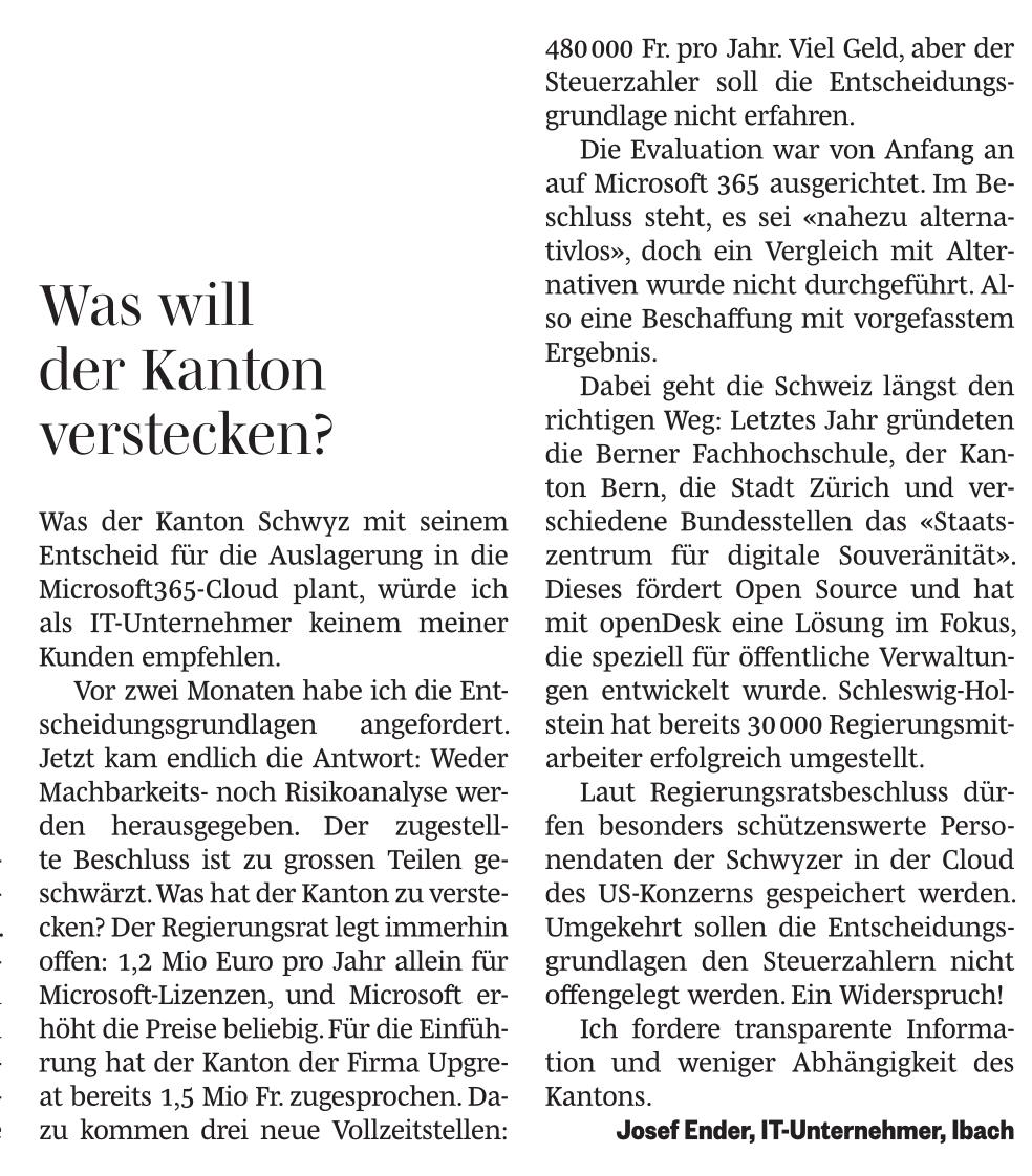 Leserbrief im March Anzeiger und Höfner Volksblatt