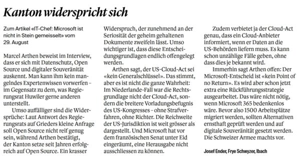 Leserbrief: Kanton widerspricht sich
