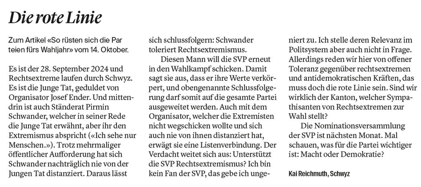 261016_LeserbriefKaiReichmuth_DieRoteLinie